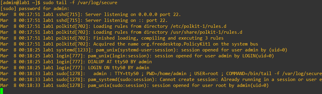 Monitor secure log placeholder