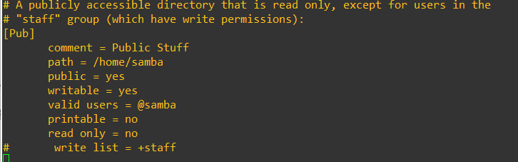 Samba configuration file placeholder