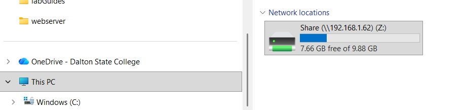 Windows mapped network drive placeholder